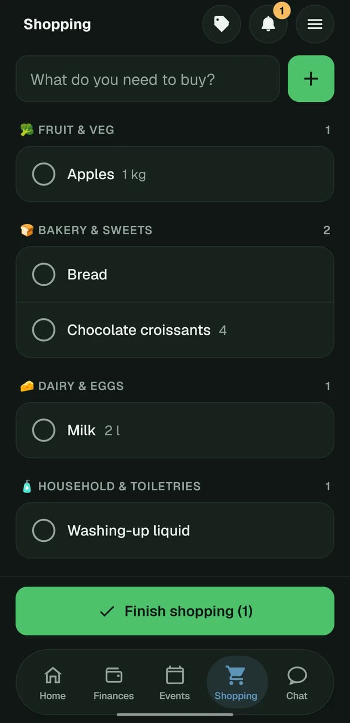 A shopping list that sorts itself.